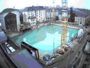 überflutete Baugrube